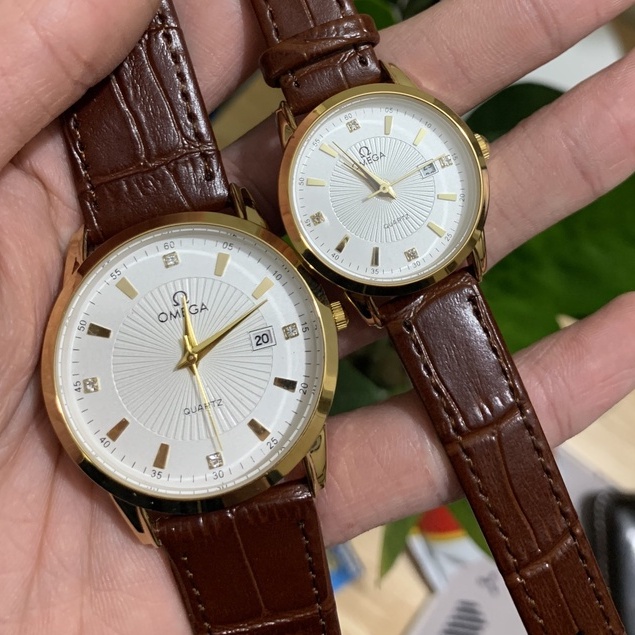 Đồng hồ cặp đôi nam nữ OMG dây da sang trọng đẹp đẽ, chống nước
