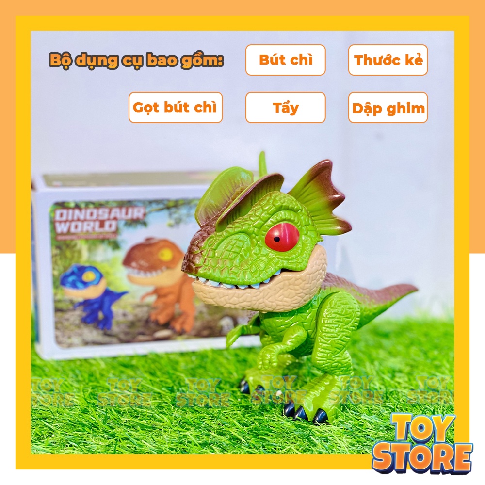 Bộ gọt bút chì khủng long TOYSTORE đồ chơi giáo dục khủng long học tập 5in1 bằng nhựa ABS an toàn cho bé