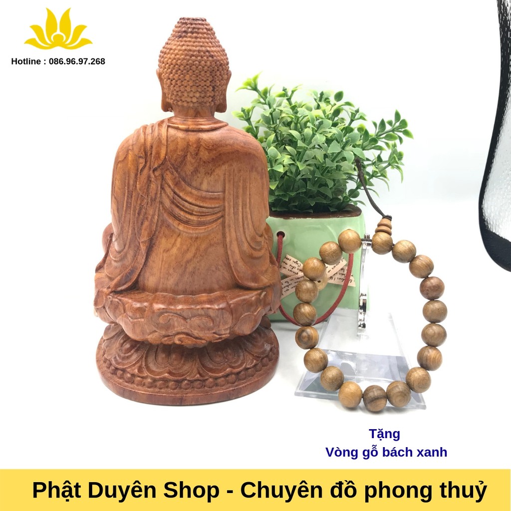 [ishop268] Tượng phật A Di Đà gỗ hương cao cấp ( Tặng vòng gỗ bách xanh) - Mua hàng an tâm