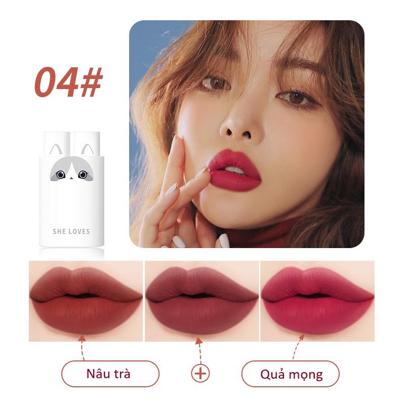 Son She Loves Dog and Cat Diary Matte Lipstick siêu lì hàng nội địa Trung | BigBuy360 - bigbuy360.vn