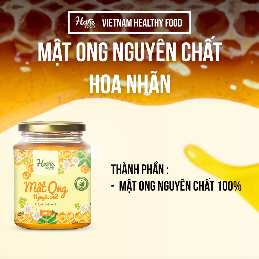 Combo mật ong Hoa Nhãn nguyên chất xuất khẩu 60 gram và viên tinh bột nghệ mật ong 60 gram Heviefood