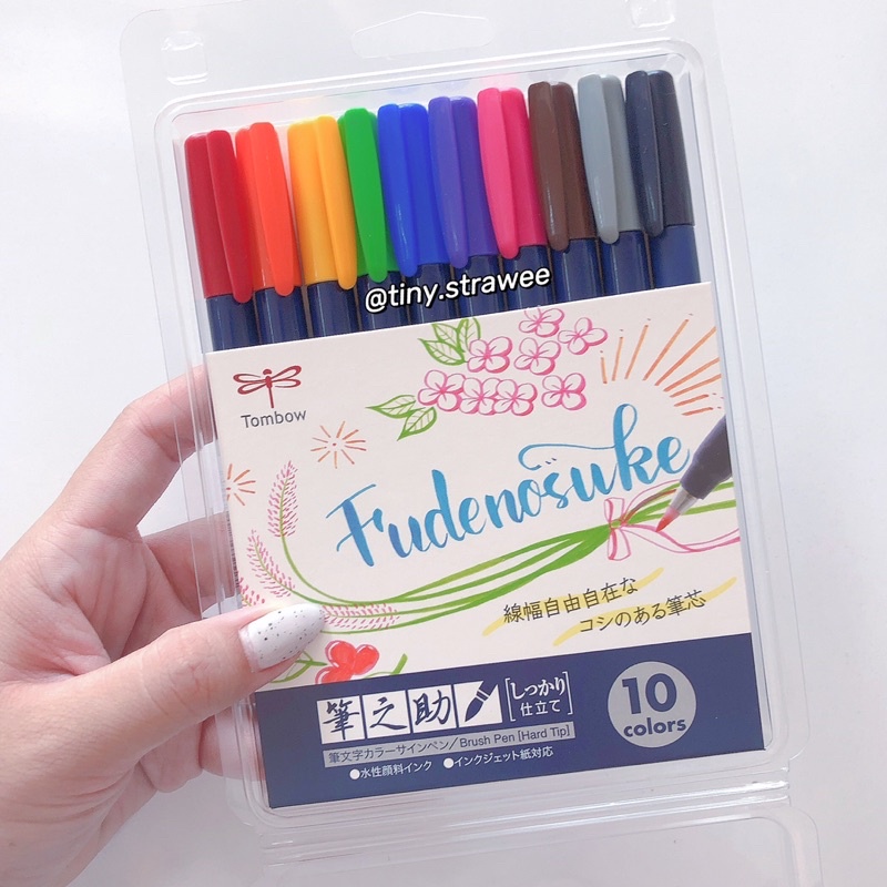 TOMBOW FUDENOSUKE hard tip 10 màu - Bút luyện Calligraphy, Thư pháp, Hán tự