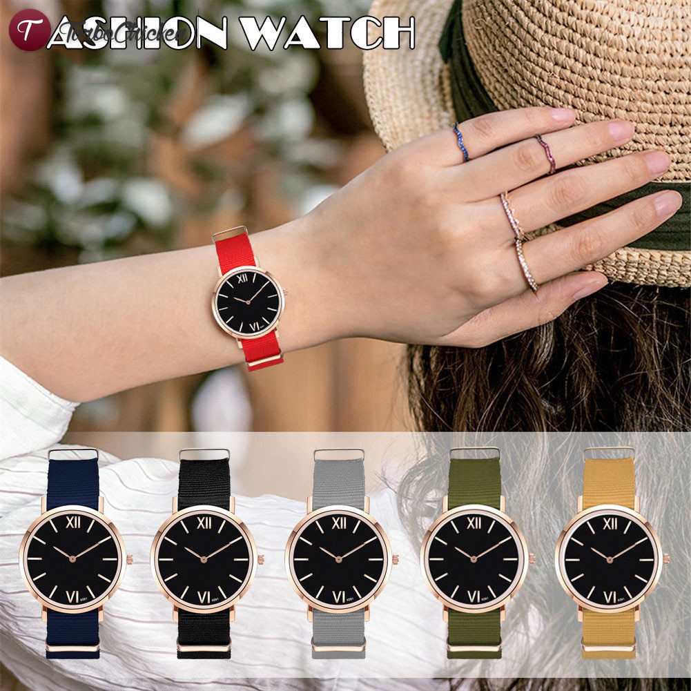 #Đồng hồ đeo tay# Casual Wrist Watches Women Business Watches Simple Nylon Canvas Strap Quartz Watch 