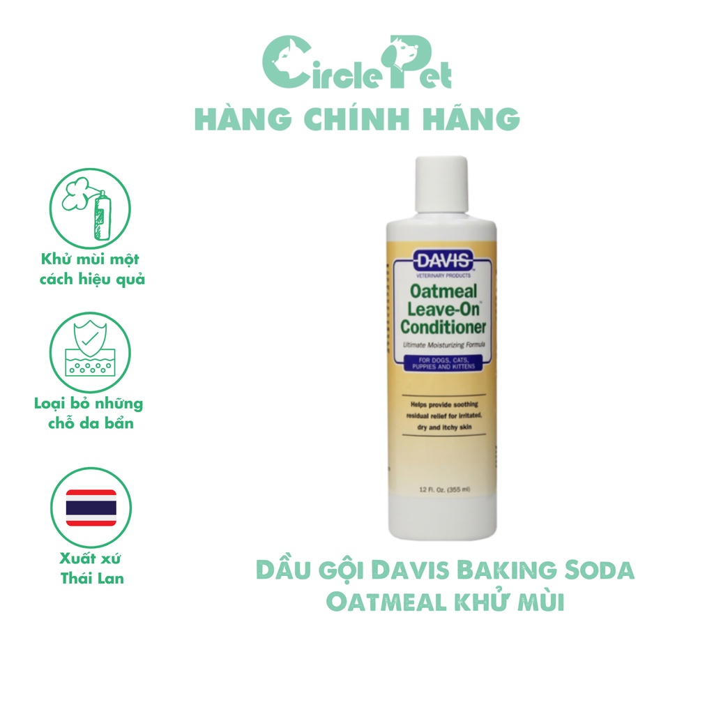 Dầu Gội Khử Mùi, Làm Mượt Lông Cho Da Nhạy Cảm, Khô, Ngứa Davis Baking Soda Oatmel 355ml - Circle Pet
