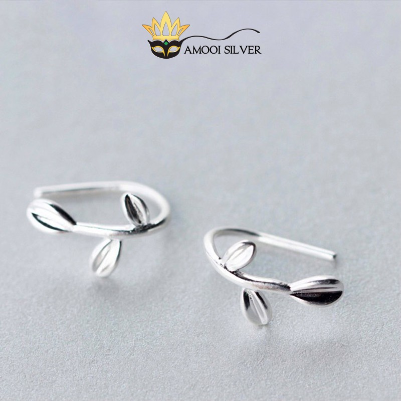 Bông tai bạc S925 lá mầm - Amooi Silver AB11