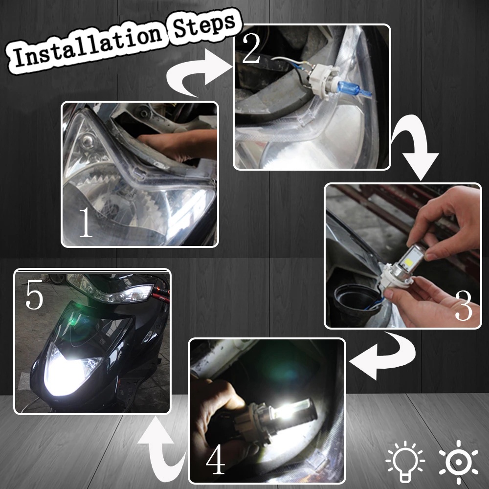 Đèn pha xe máy 1pc p15d ba20d h4 led h6 bóng đèn led moto cho xe máy atv cob đèn pha 12v-30v 6000k 12
