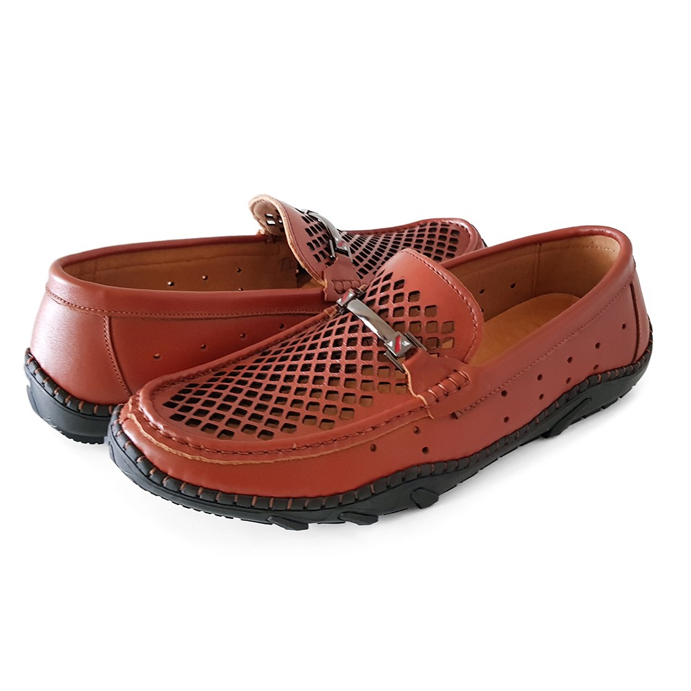 Giày Lười Giày Mọi Nam Đục Lỗ Tia Laze Da Bò Nguyên Tấm Bảo Hành 1 năm MH20TB