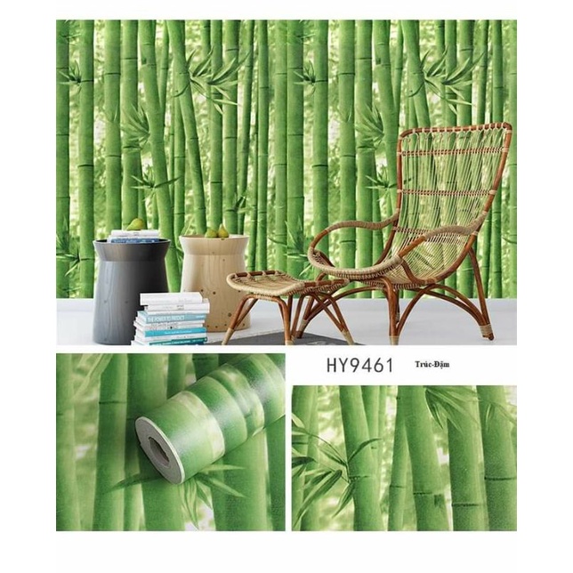 10m Giấy dán tường cây trúc xanh keo sẵn