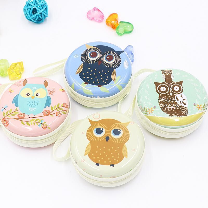 Túi đựng tiền xu Mini hình tròn in họa tiết hoạt hình dễ thương