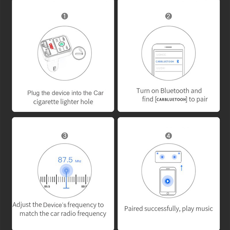 Máy nghe nhạc SEAMETAL MP3 đài FM Bluetooth 5.0 kiêm tẩu sạc QC 3.0 thích hợp cho điện thoại Android/iOS trên xe hơi