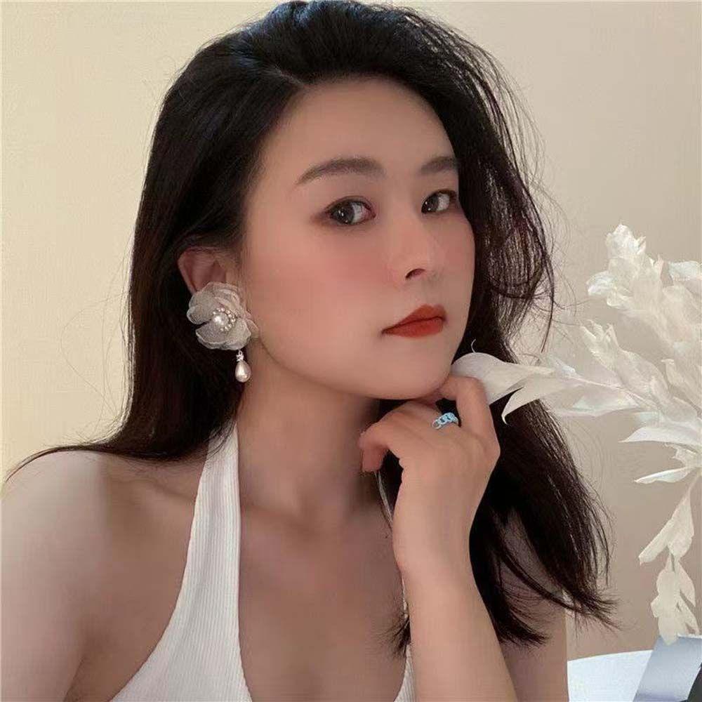 JARRED Bông Tai Tua Rua Dáng Dài Họa Tiết Hình Học Phối Ren Hoa Xinh Xắn Thời Trang Cho Nữ