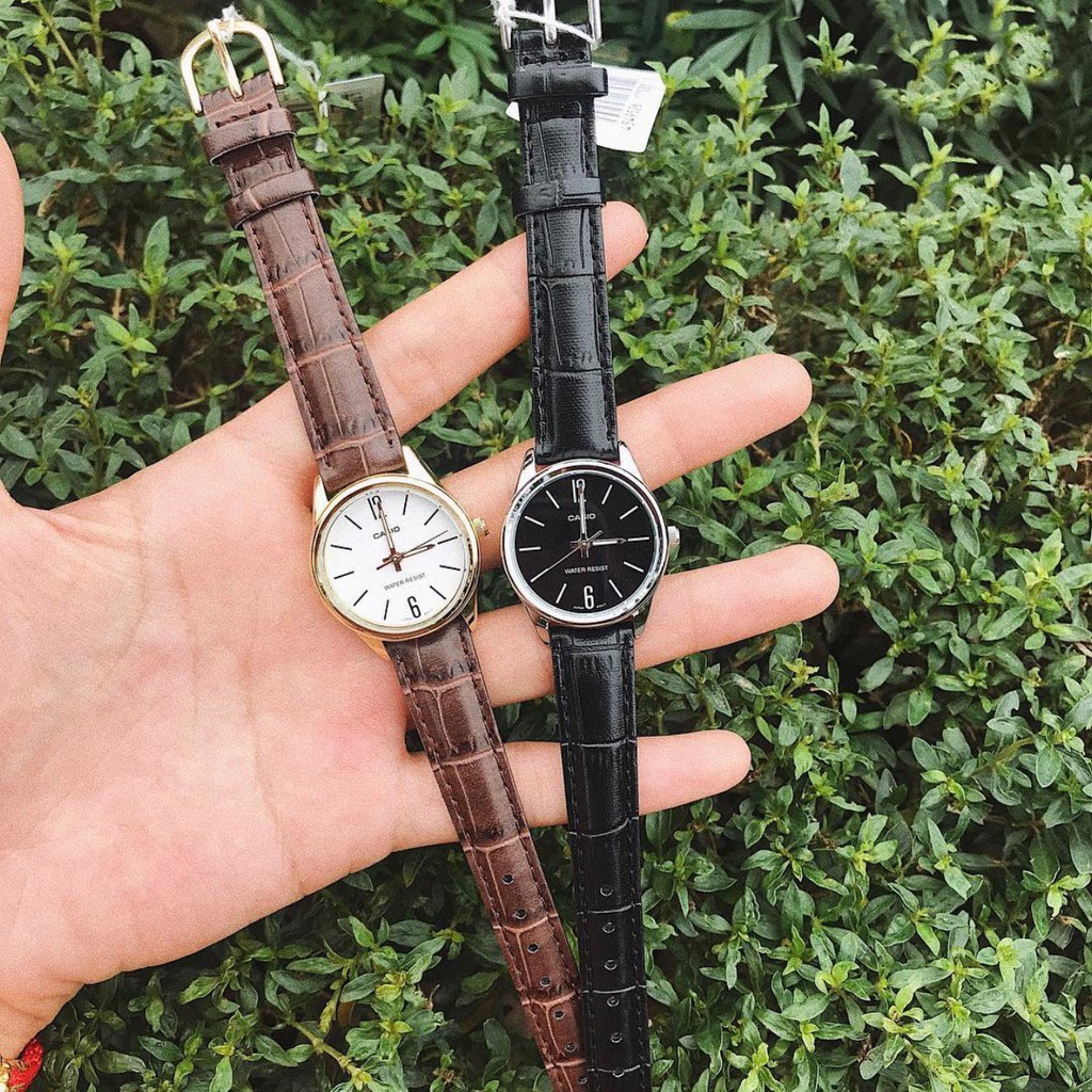 Đồng hồ nữ Casio chính hãng mặt tròn chống nước 3ATM , dây da - đồng hồ LTP V005