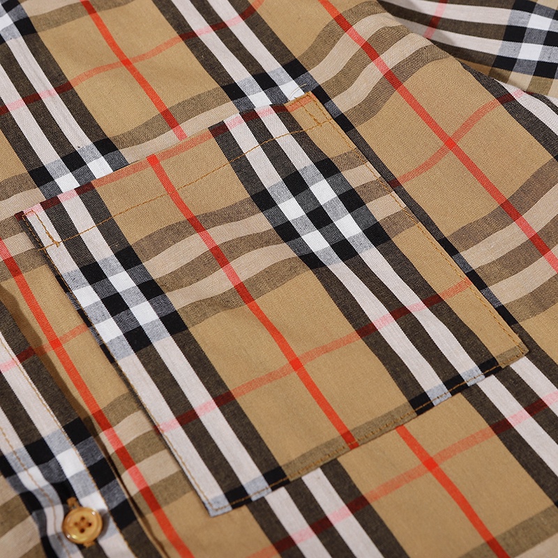 ❤❀  ❤ Burberr--------Áo Sơ Mi Cotton Tay Ngắn Kẻ Sọc Phong Cách Vintage Dành Cho Cặp Đôi