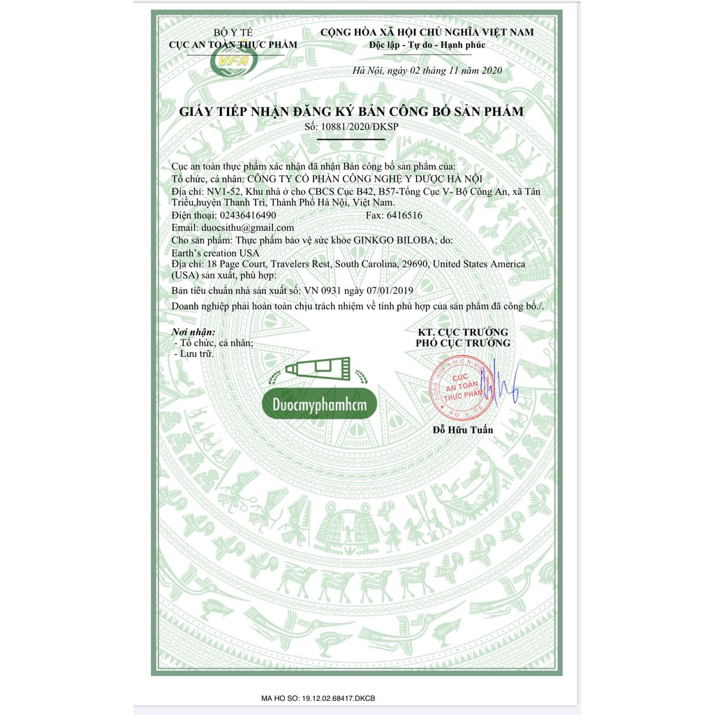 Viên uống bổ não GINKGO BILOBA 240mg, Tăng Cường Trí Não, Giẩm Hoa Mắt Chóng Mặt – HỘP 100v