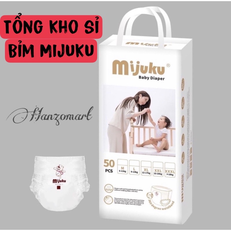 [50 miếng] BỈM QUẦN Mijuku XUẤT NHẬT M50/L50/XL50/XXL50 50 miếng