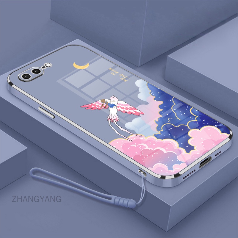 Ốp Điện Thoại Mềm Mạ Điện Họa Tiết Hoạt Hình Kèm Dây Đeo Cho iPhone 7 plus iPhone 7 iPhone 6 6s iPhone 6 plus iPhone 8 iPhone 8 plus iPhone 6s plus