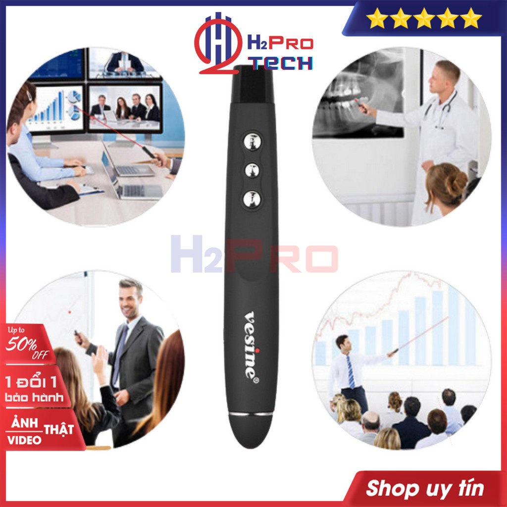 Bút Trình Chiếu Slide Vesine Vp101, Bút Trình Chiếu Thuyết Trình Không Dây 2.4Ghz Usb, Điều Khiển Từ Xa 200M-H2Pro Tech