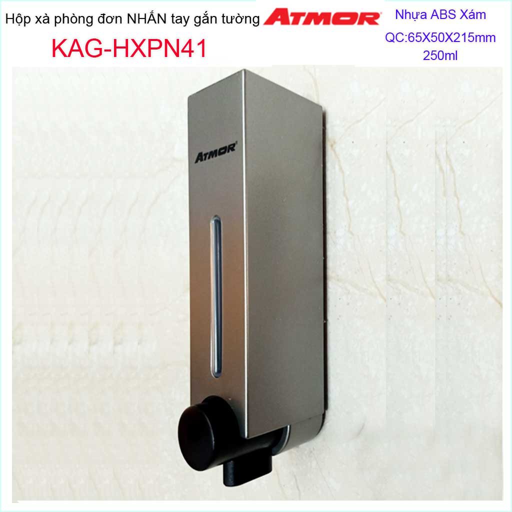 Hộp nhấn xà phòng Atmor KAG-HXPN41-Xám, hộp đựng xà phòng 250ml Dark grey nhấn êm thiết kế đẹp siêu bền