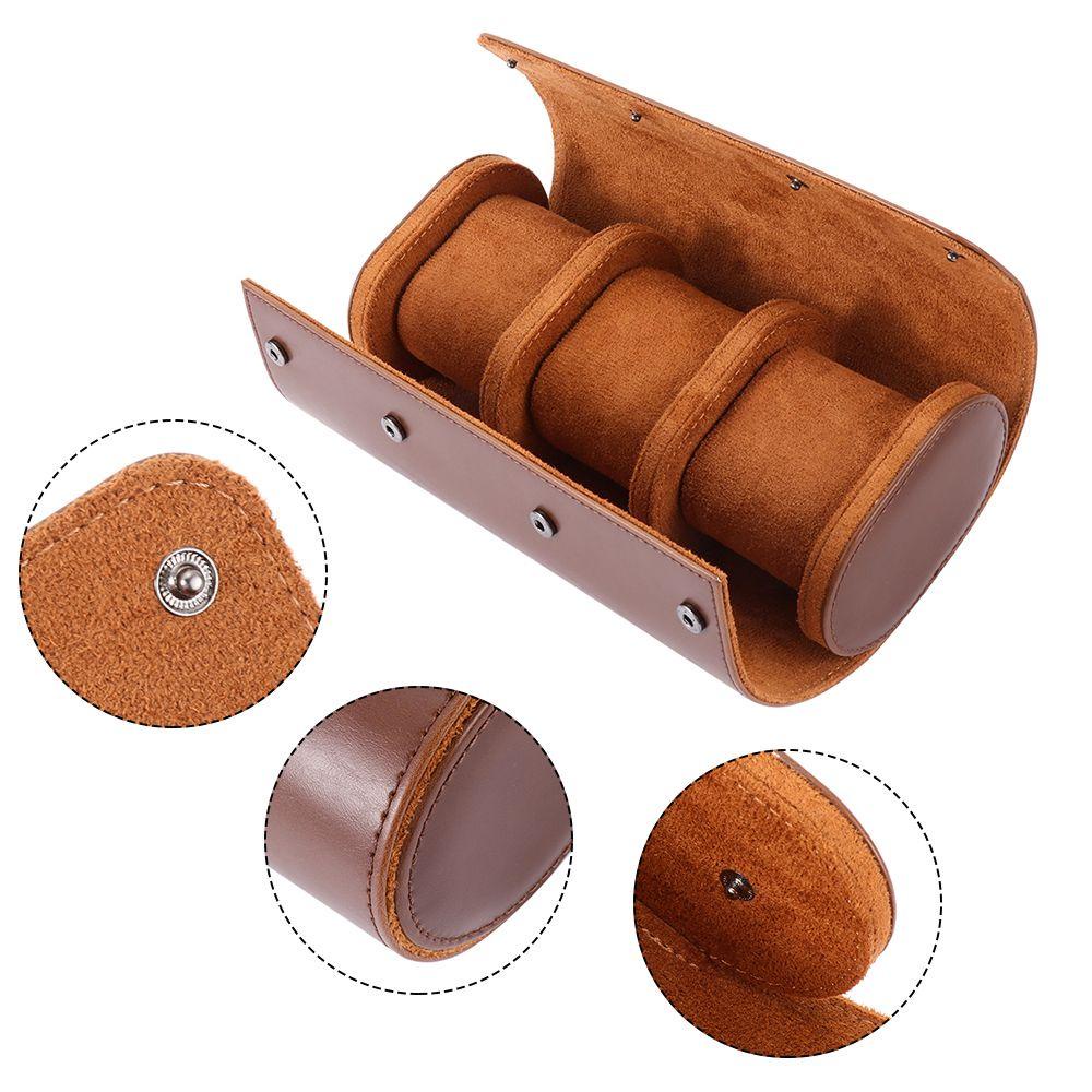 WATTLE Hộp Đựng Đồng Hồ 3 Ngăn Bằng Da PU Dạng Cuộn Tiện Dụng Mang Theo Du Lịch