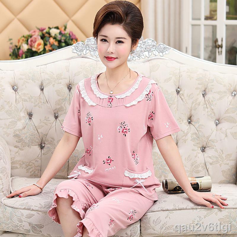 pyjama nữ cỡ vừa, quần ngắn tay cotton mỏng, size lớn cho người trung niên và cao tuổi Đặt Dịch vụ tại nhàF