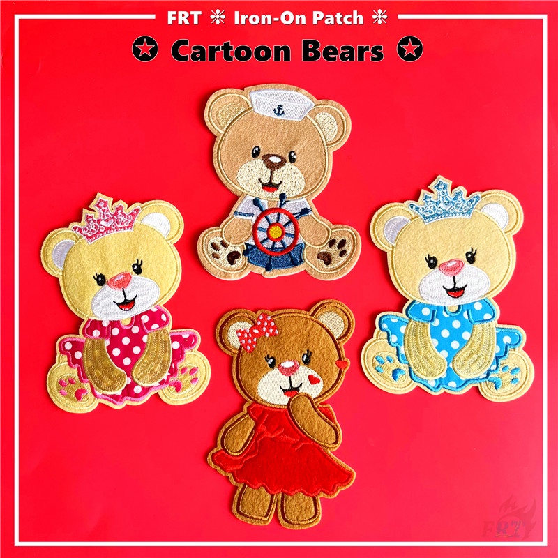 ☸ Sticker Ủi Thêu Hình Gấu Dễ Thương ☸ 1 Huy Hiệu Cài Áo Hình Động Vật Hoạt Hình Ngộ Nghĩnh