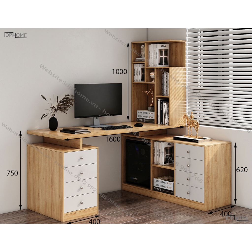 Bàn làm việc liền giá sách BV6807