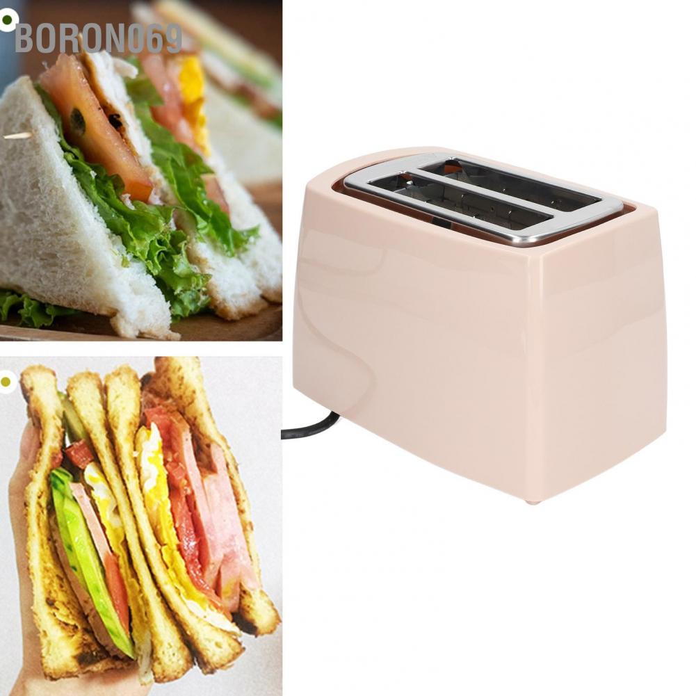 Boron069 Máy nướng bánh mì 2 lát Làm nóng nhanh làm hồng tự động dừng phun với khay có thể tháo rời cho quán cà phê gia đình EU Plug 220