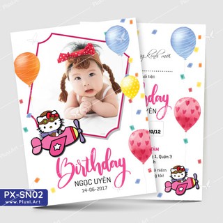 Thiệp thôi nôi –  Sinh nhật mèo Kitty Pluxi (PX_SN02)