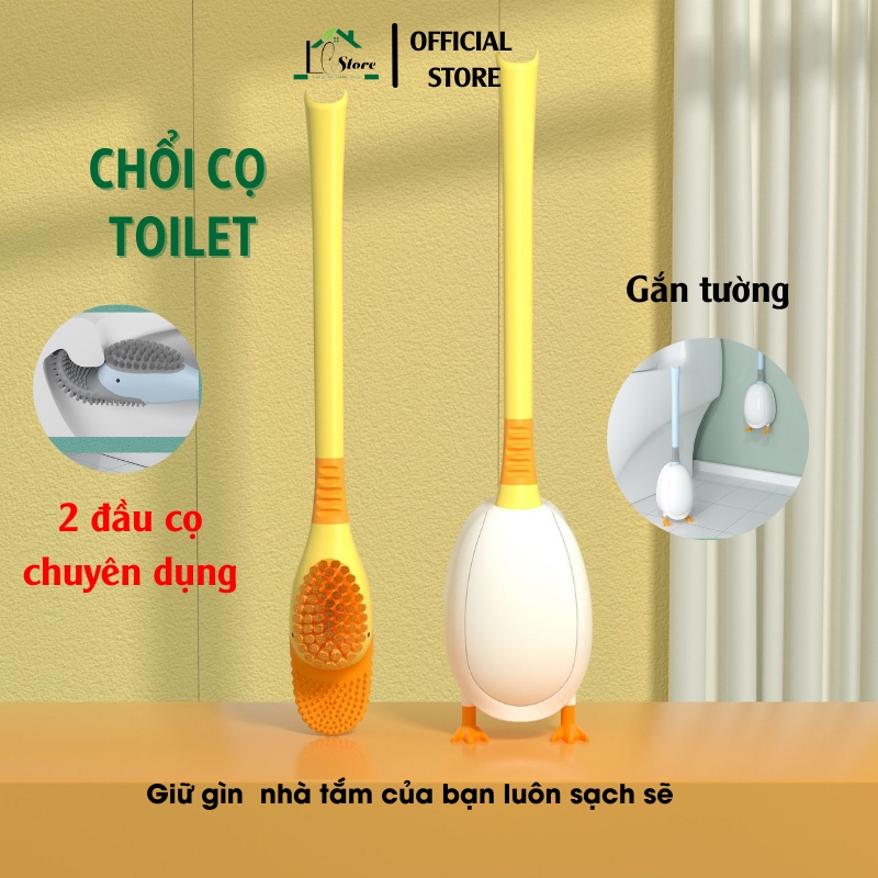 Chổi cọ toilet silicon hình vịt Lochi, chổi cọ nhà vệ sinh kiểu mới thông minh gắn tường