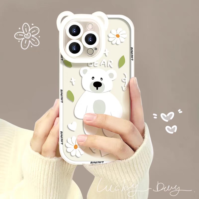 Ốp lưng iphone tai gấu đẹp cặp đôi smile x xsmax 11 12 13 pro max 7 8 Plus