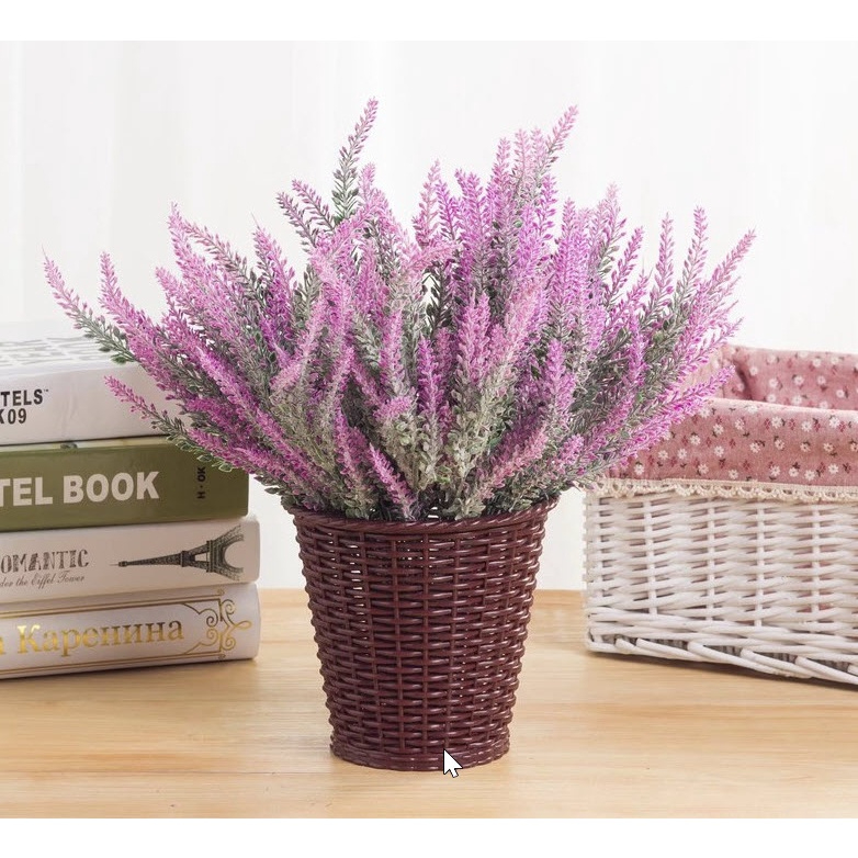 [HCM] Hoa lavender Oải Hương giả 5 nhánh trang trí phòng dài 38cm giống thật