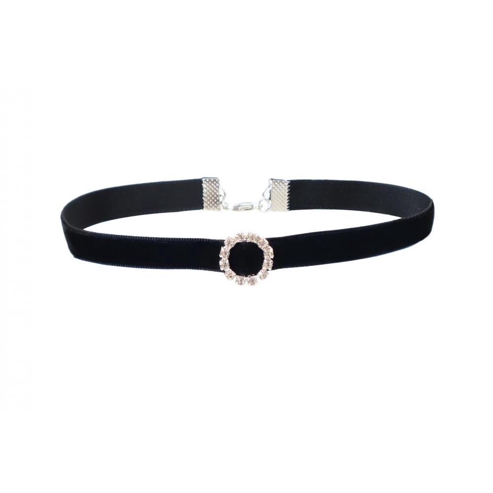 Vòng Cổ Nhung Đen ĐíNh Đá Đơn GiảN