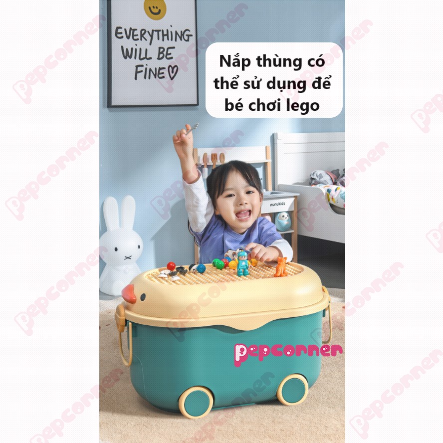 Thùng đựng đồ chơi cao cấp có bánh xe và quai kéo cho bé