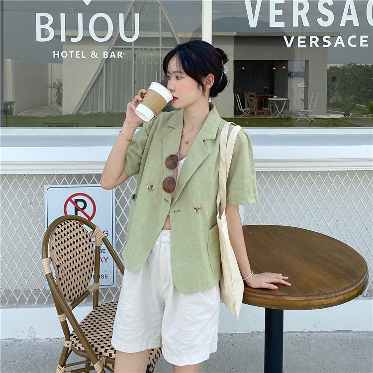 {Evacici} Áo Blazer lửng ngắn tay mặc hè nhiều màu siêu xinh