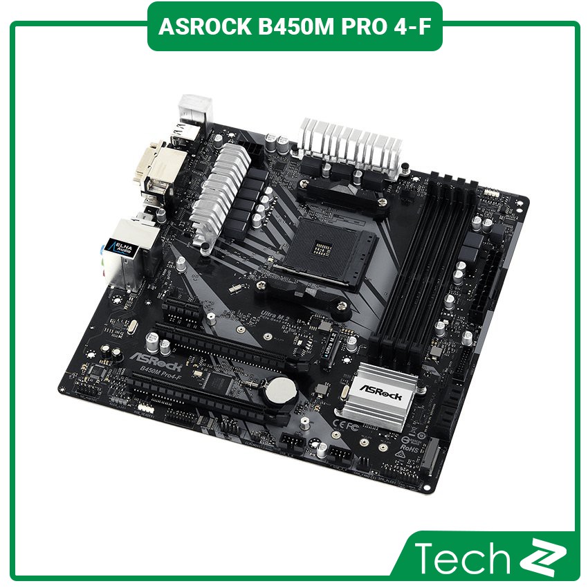 Mainboard ASROCK B450M PRO 4-F (AMD B450M, Socket AM4, m-ATX, 4 khe RAM DDR4)