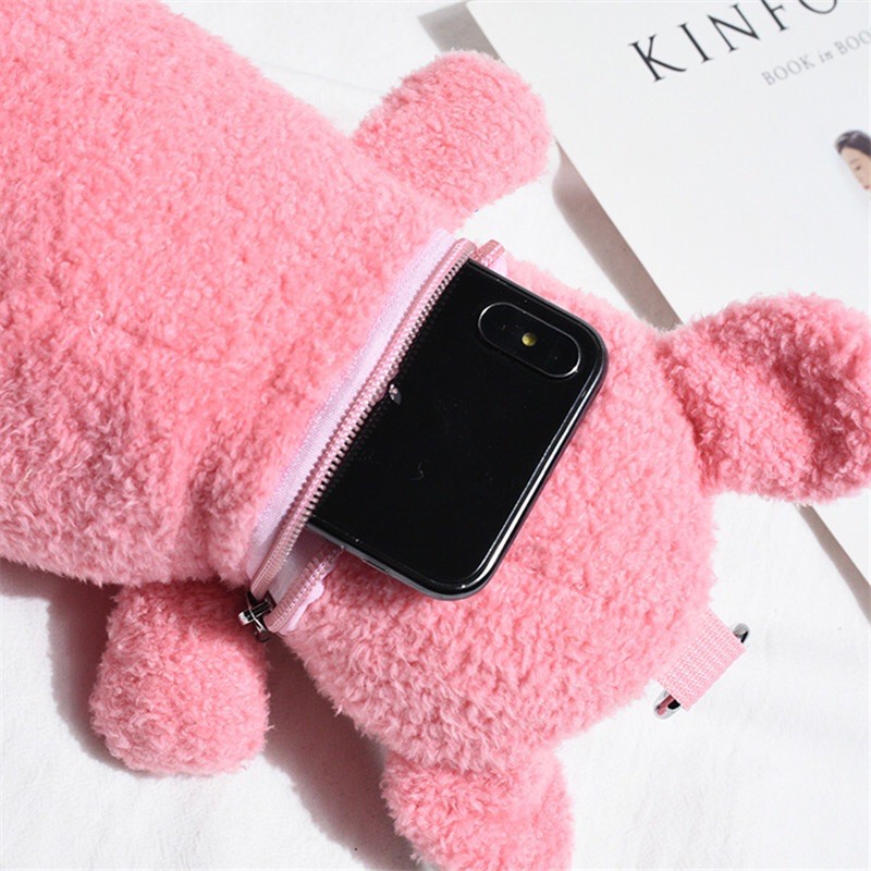 Túi đeo chéo bé heo nhe răng siêu đáng yêu (có sẵn, vừa 7plus)