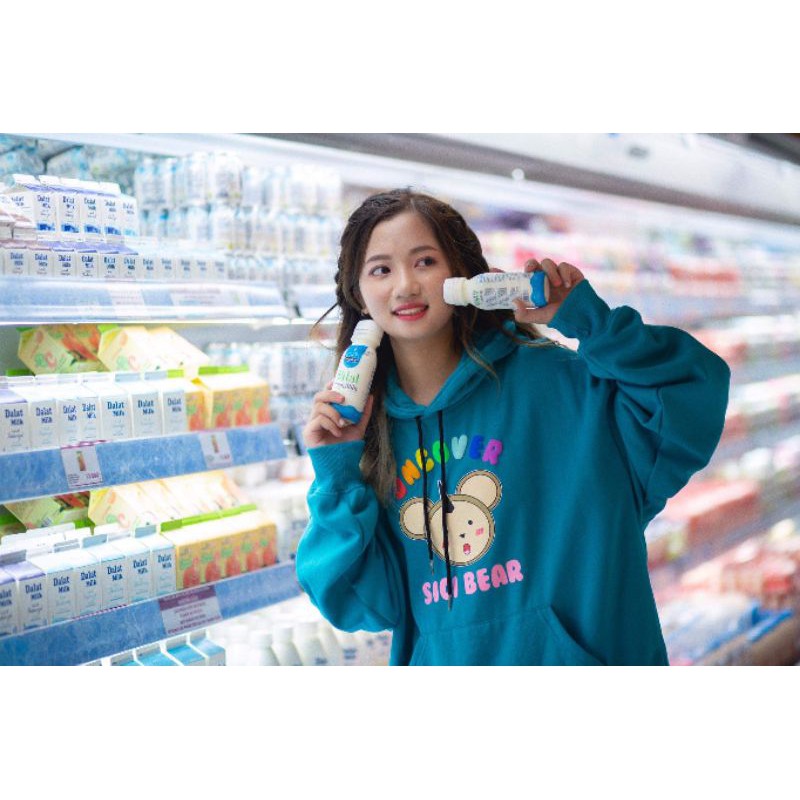Hoodie basic xanh cổ vịt Uncover