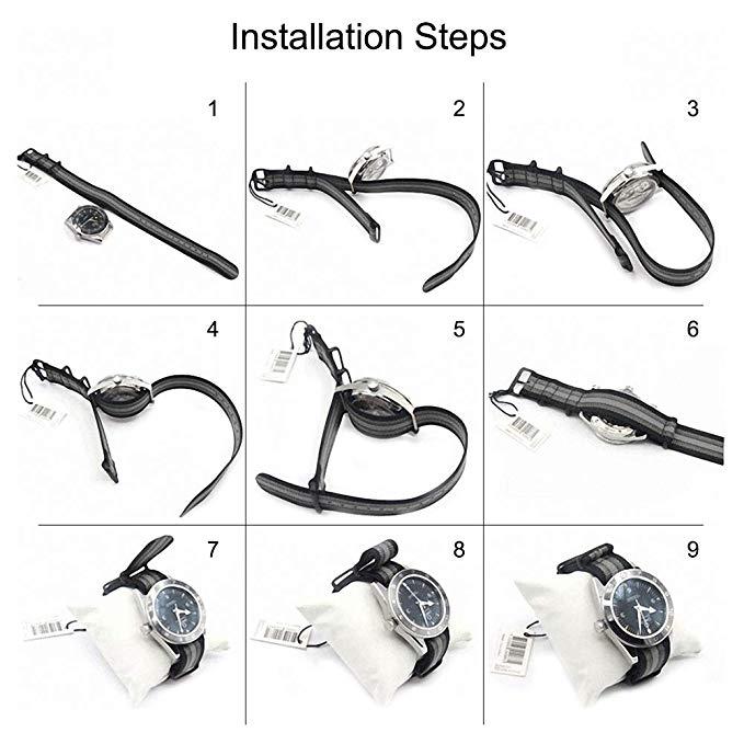 Xem Mens Sport Canvas Navy Navy Blue 18mm Nato dây đeo 22mm Nato Dây đeo an toàn 20mm Watch Strap Thay thế