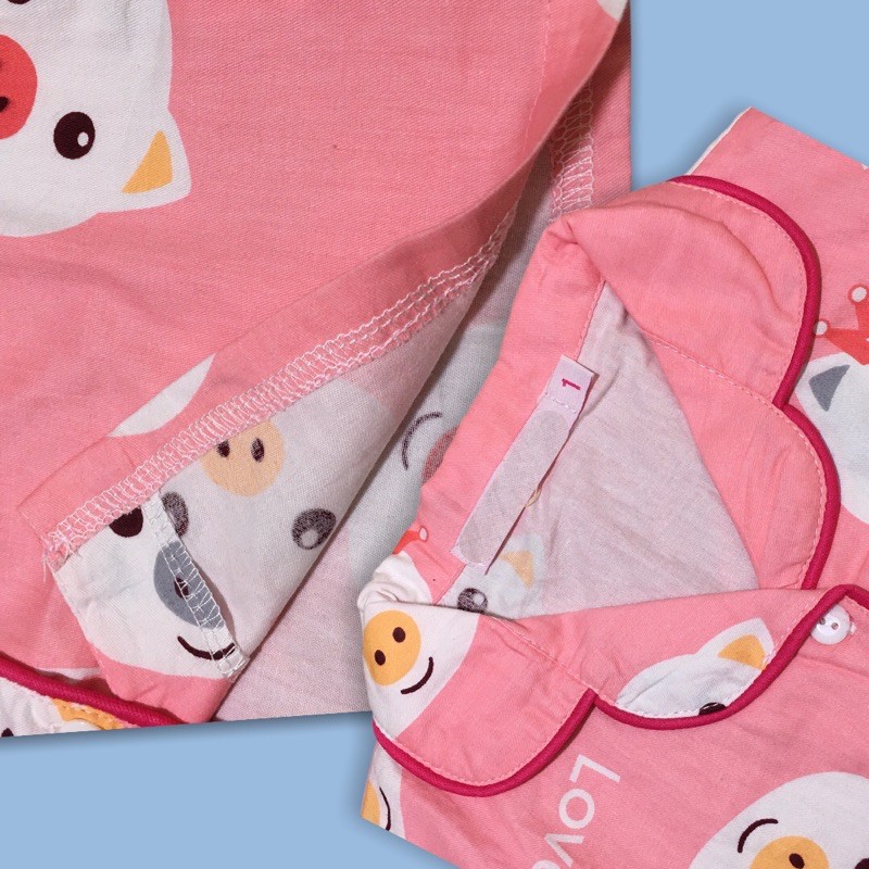 Pijama cho bé gái bộ cộc tay quần đùi chất kate thô