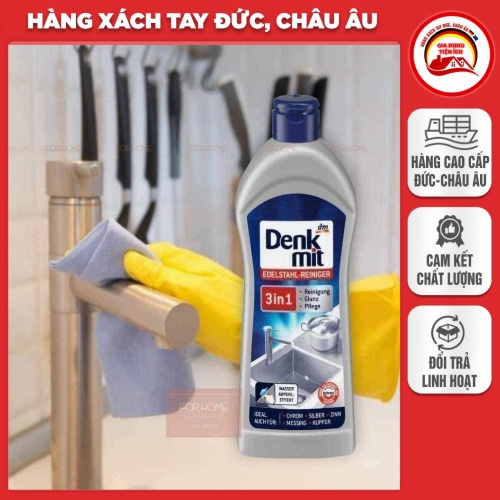 Dung Dịch DENKMIT 3Trong1 Tẩy Rửa Làm Sạch Đánh Bóng Đồ Kim Loại: Inox, Crôm, Đồng, Bạc... Hàng chuyển từ Đức