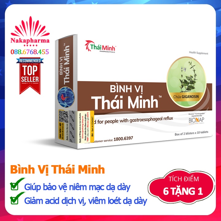 Bình Vị Thái Minh - Dùng cho người trào ngược dạ dày, hỗ trợ cải thiện và giảm thiểu biểu hiện viêm loét dạ dày