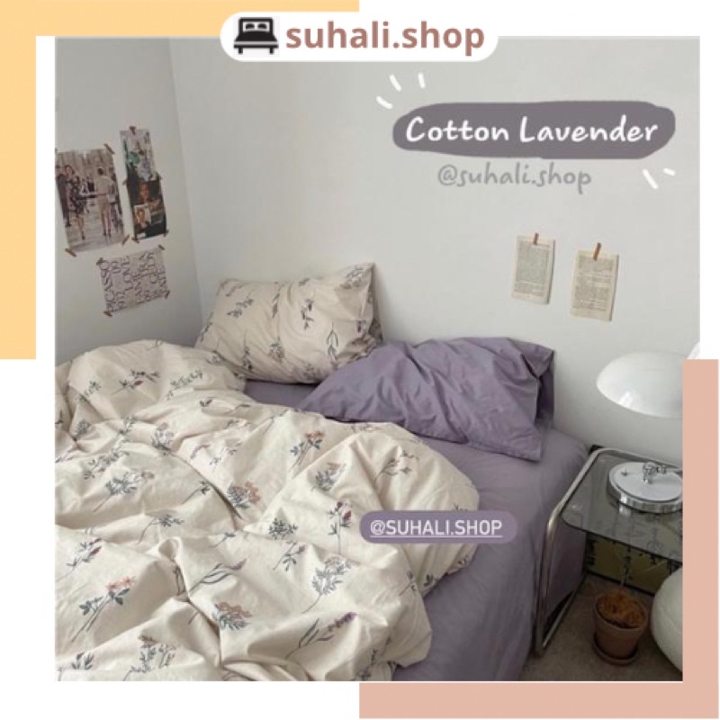 Cotton Hoa Nhí Lavender - Bộ vỏ chăn ga giưong gối chất 100% cotton Suhali shop | BigBuy360 - bigbuy360.vn