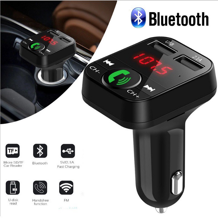 Tẩu sạc ô tô kiêm nghe nhạc MP3, kết nối điện thoại qua bluetooth, kết nối dàn âm thanh trên xe qua sóng FM