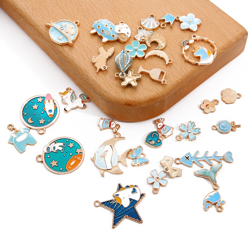 Bộ 10 mặt phụ kiện trang sức tráng men cá tính nhiều kiểu dáng tùy chọn