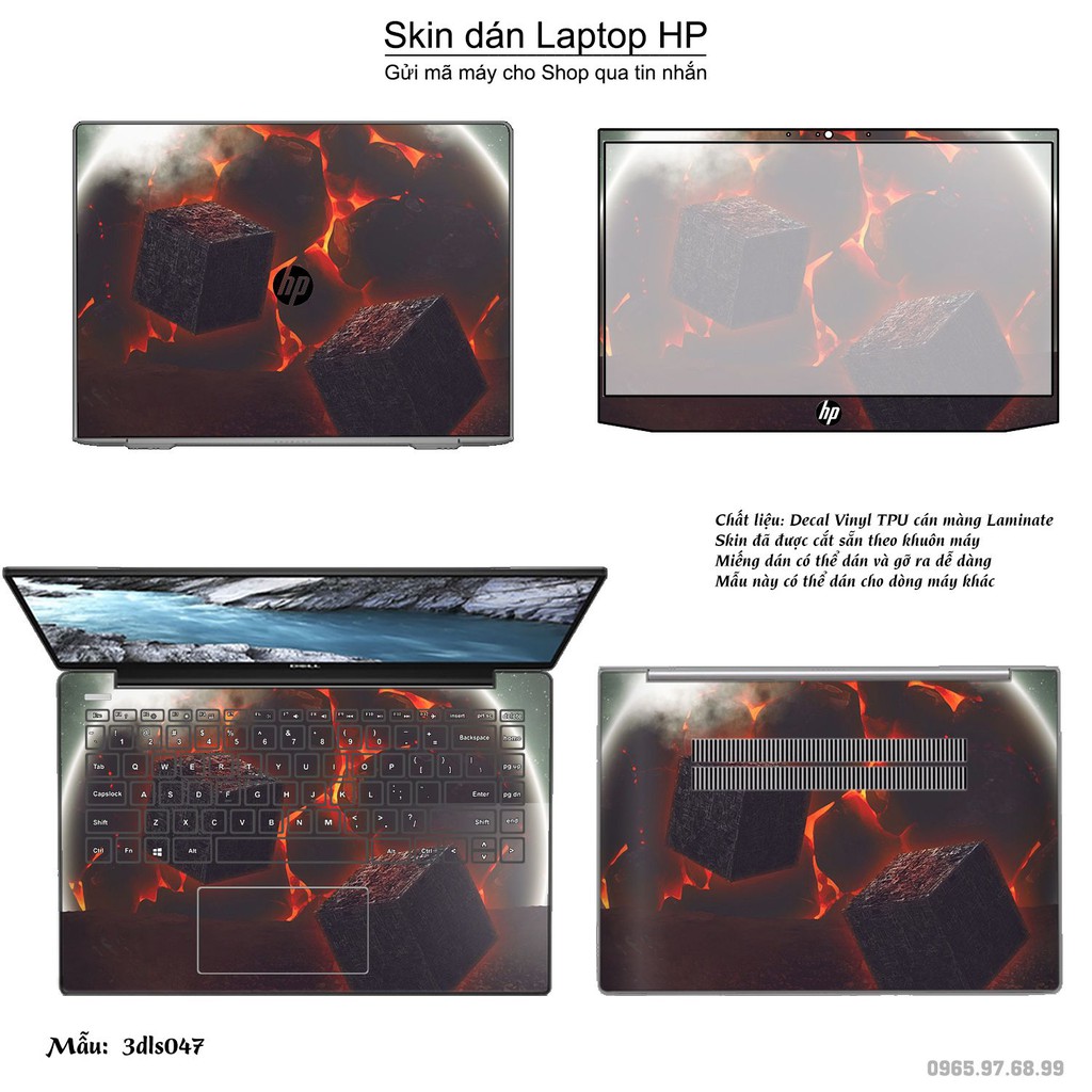 Skin dán Laptop HP in hình 3D họa tiết (inbox mã máy cho Shop)