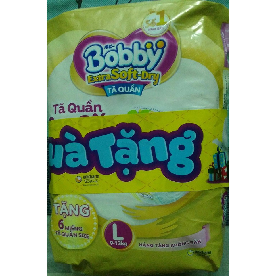 Tã Quần Siêu Mềm Bobby Extra Soft Dry gói 6 miếng dùng thử M/ L/ XL/ XXL