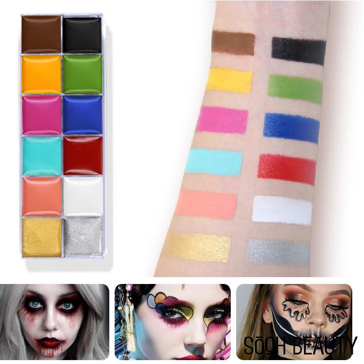 (hàng Mới Về) Bảng Màu Vẽ Cơ Thể 12 Màu Sắc Trang Điểm Dự Tiệc | BigBuy360 - bigbuy360.vn