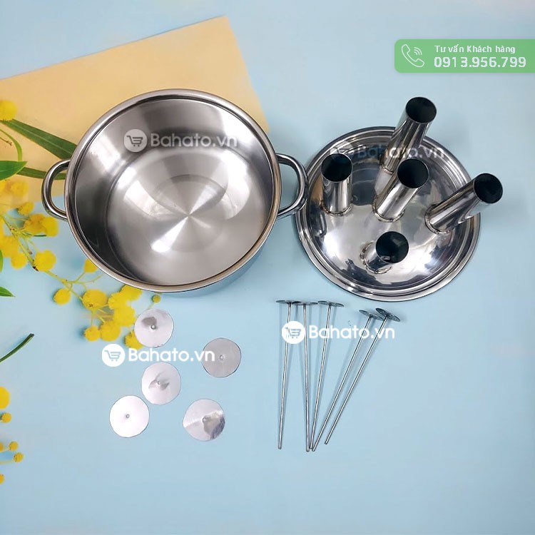 Nồi inox làm bánh ống lá dứa 5 lỗ Bahato