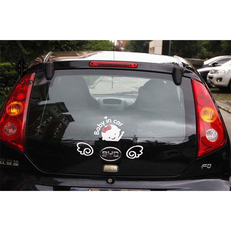 Decal dán trang trí hình EM BÉ - BABY IN CAR sticker dễ thương tạo sự cảnh giác cho xe hơi, ôtô, xe khách, xe tải _EX009