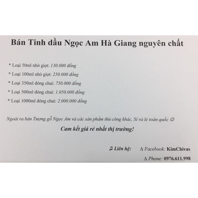 Tinh dầu ngọc am 100ml